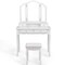 Costway Makeup Table Stool Set Tri Folding Mirror Vanity White\Black